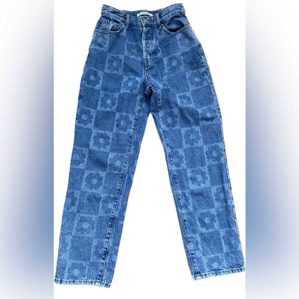 pacsun flower checkered jeans